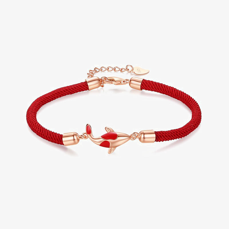 Braccialetto di coppia a catena intrecciata con pesce koi, fortuna e ricchezza, Buddha Stones - image 1