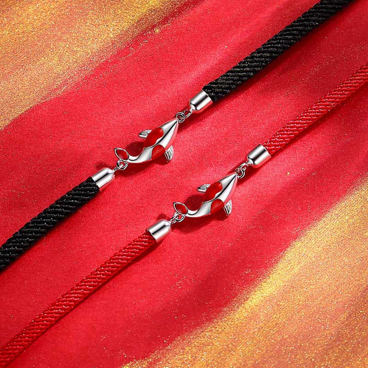 Braccialetto di coppia a catena intrecciata con pesce koi, fortuna e ricchezza, Buddha Stones - image 6