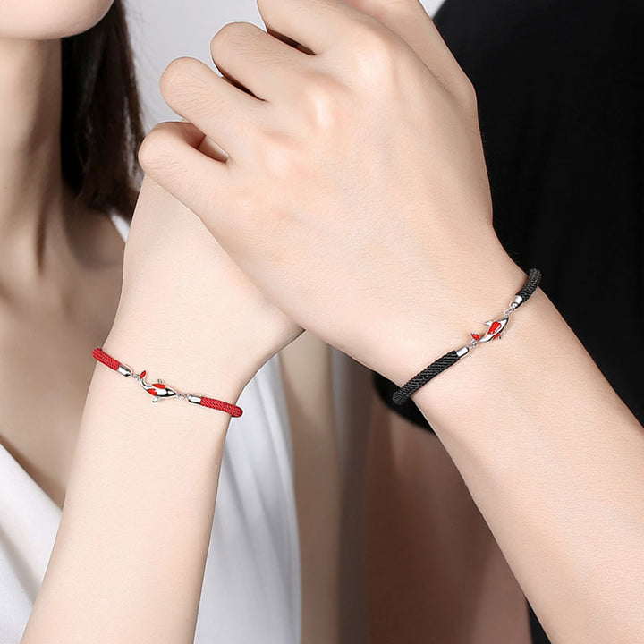 Braccialetto di coppia a catena intrecciata con pesce koi, fortuna e ricchezza, Buddha Stones - image 7