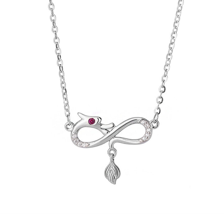 Buddha Stones 999 Sterling Silver Anno del Drago Endless Knot Tail Charm Collana Pendente Protezione