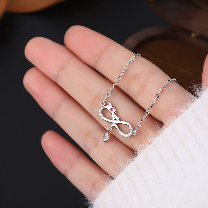 Buddha Stones 999 Sterling Silver Anno del Drago Endless Knot Tail Charm Collana Pendente Protezione