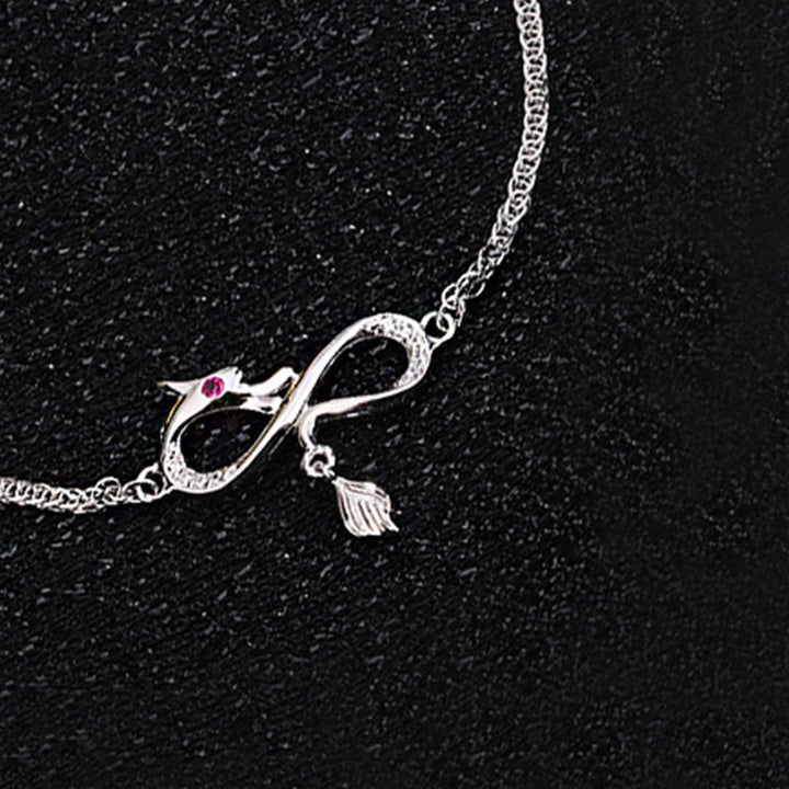 Braccialetto di protezione dalla fortuna con ciondolo a forma di nodo infinito in argento sterling 999 con zirconi dell'anno del drago Buddha Stones
