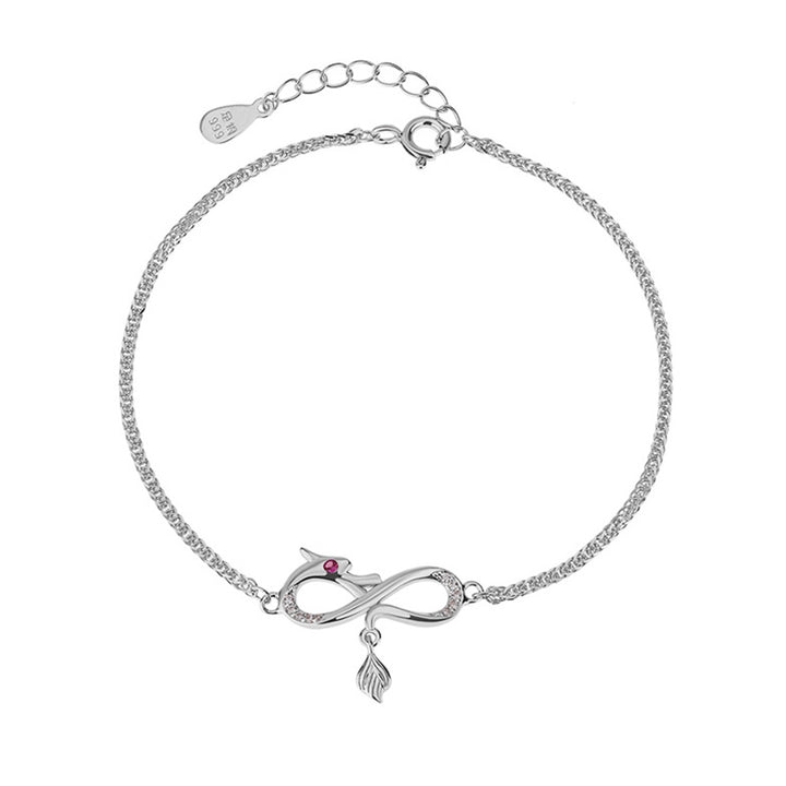 Braccialetto di protezione dalla fortuna con ciondolo a forma di nodo infinito in argento sterling 999 con zirconi dell'anno del drago Buddha Stones