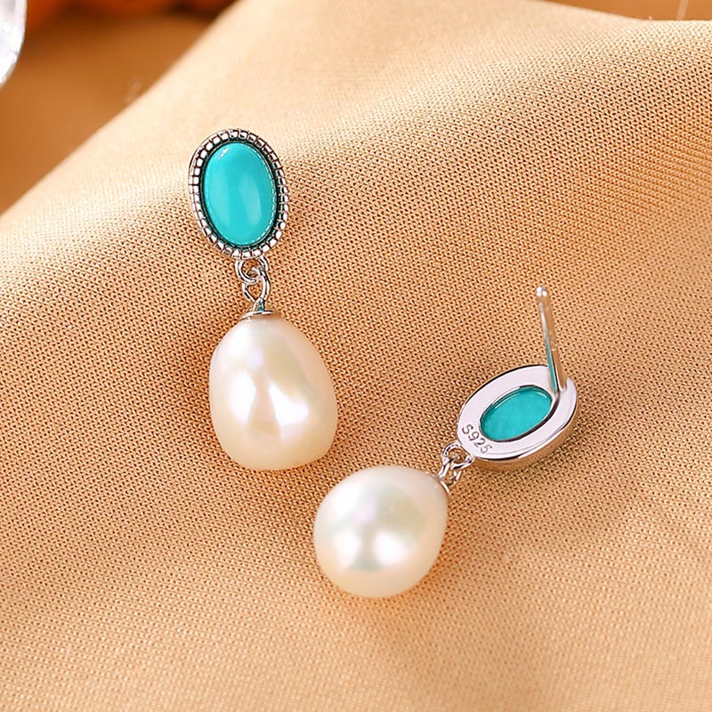 Buddha Stones 925 Sterling Silver Perla Turchese Guarigione Saggezza Collana Pendente Anello Orecchini