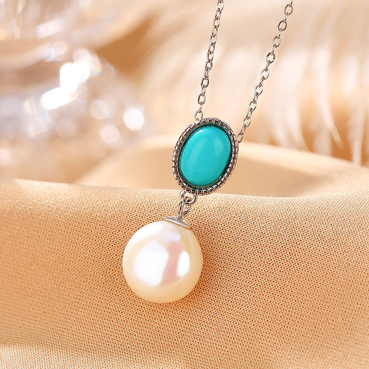Buddha Stones 925 Sterling Silver Perla Turchese Guarigione Saggezza Collana Pendente Anello Orecchini