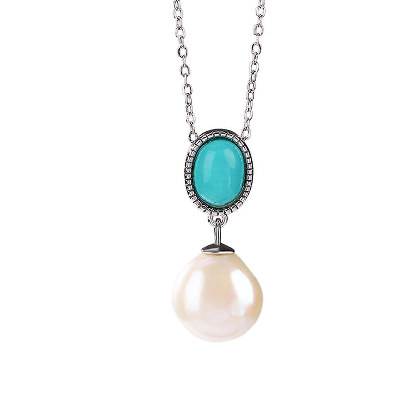 Buddha Stones 925 Sterling Silver Perla Turchese Guarigione Saggezza Collana Pendente Anello Orecchini