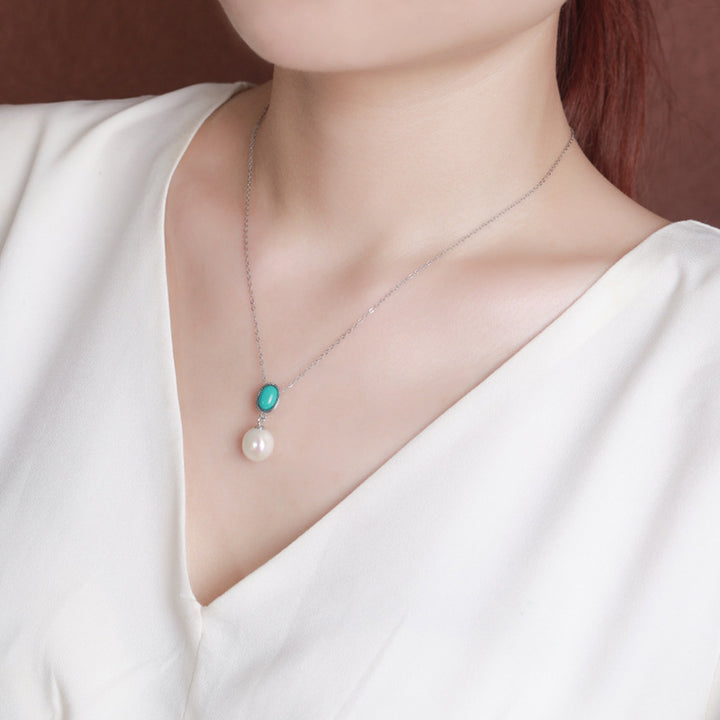 Buddha Stones 925 Sterling Silver Perla Turchese Guarigione Saggezza Collana Pendente Anello Orecchini