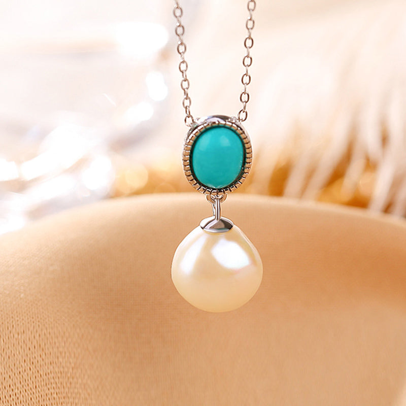 Buddha Stones 925 Sterling Silver Perla Turchese Guarigione Saggezza Collana Pendente Anello Orecchini
