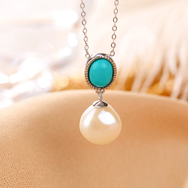 Buddha Stones 925 Sterling Silver Perla Turchese Guarigione Saggezza Collana Pendente Anello Orecchini