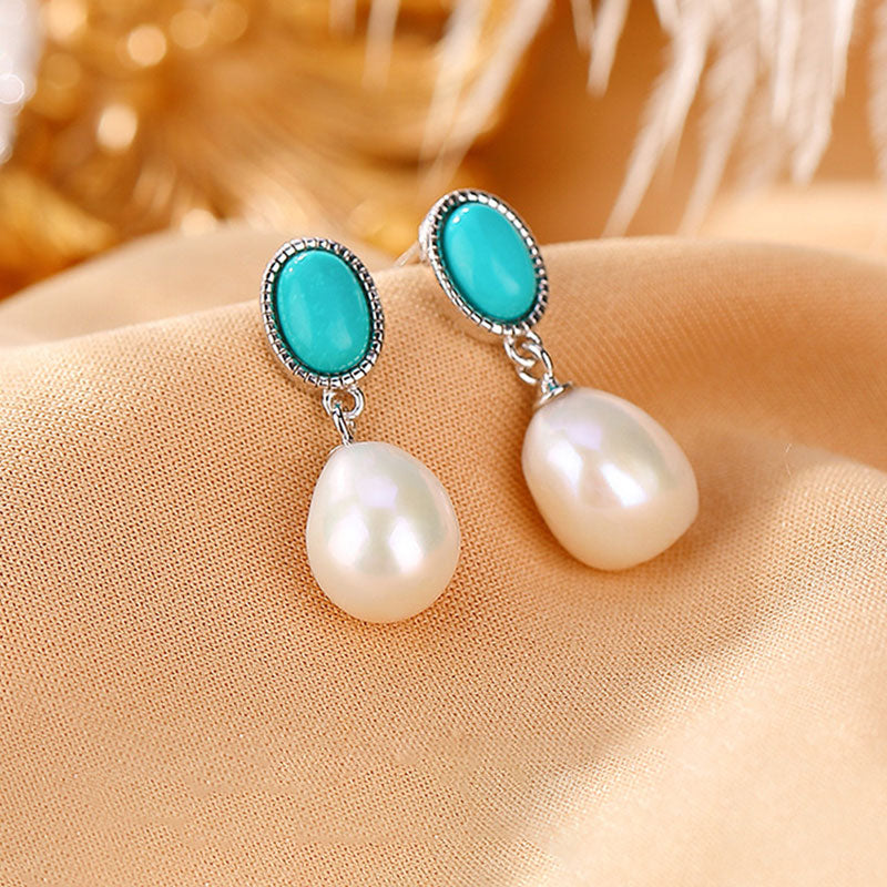 Buddha Stones 925 Sterling Silver Perla Turchese Guarigione Saggezza Collana Pendente Anello Orecchini