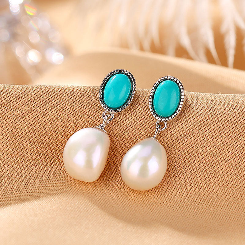 Buddha Stones 925 Sterling Silver Perla Turchese Guarigione Saggezza Collana Pendente Anello Orecchini