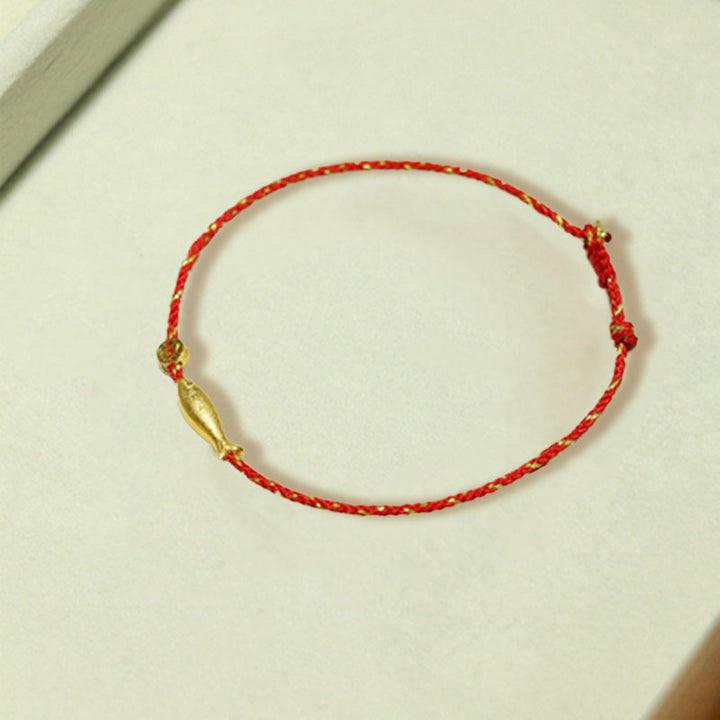Bracciale intrecciato Buddha Stones placcato oro 14K Koi Fish Luck Wealth