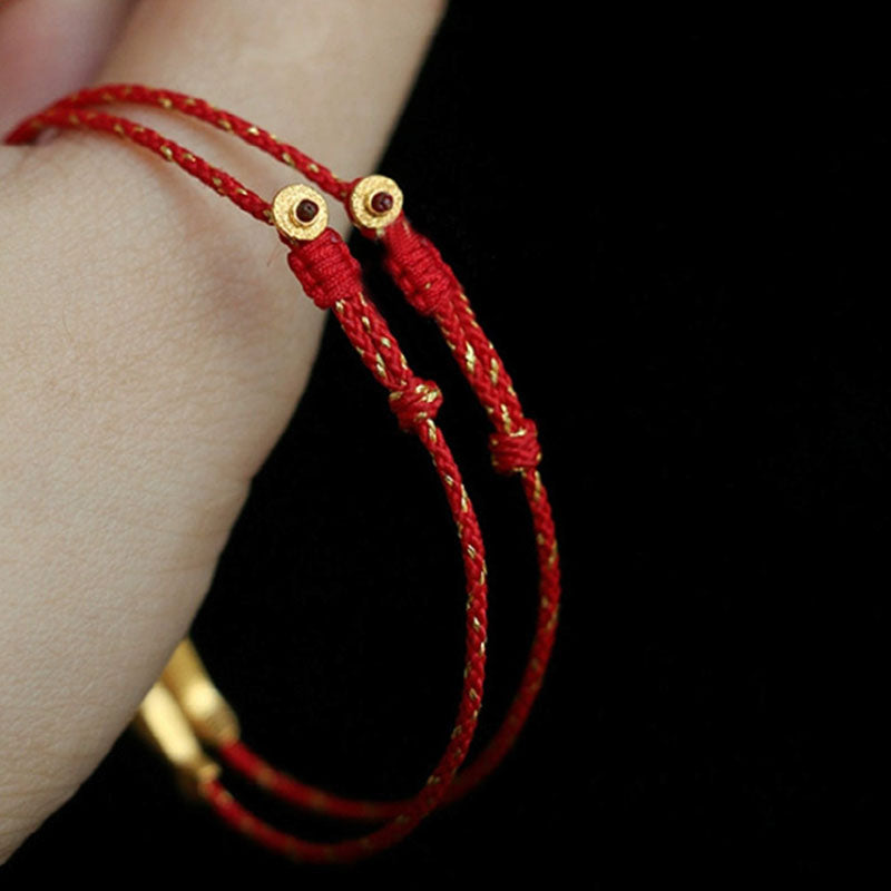 Bracciale intrecciato Buddha Stones placcato oro 14K Koi Fish Luck Wealth