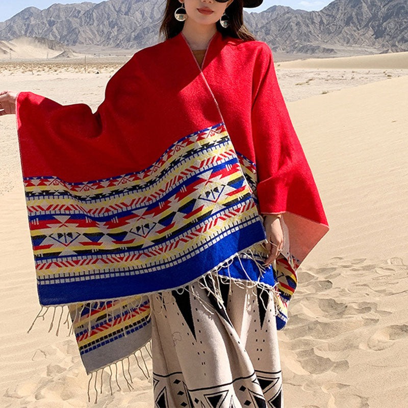 Buddha Stones , geometria colorata, caldo invernale, sciarpa da viaggio - Rosso 150*130cm - image 13