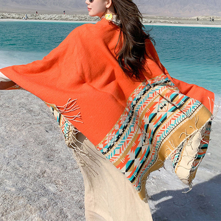 Buddha Stones , geometria colorata, caldo invernale, sciarpa da viaggio - Arancione 150*130cm - image 36