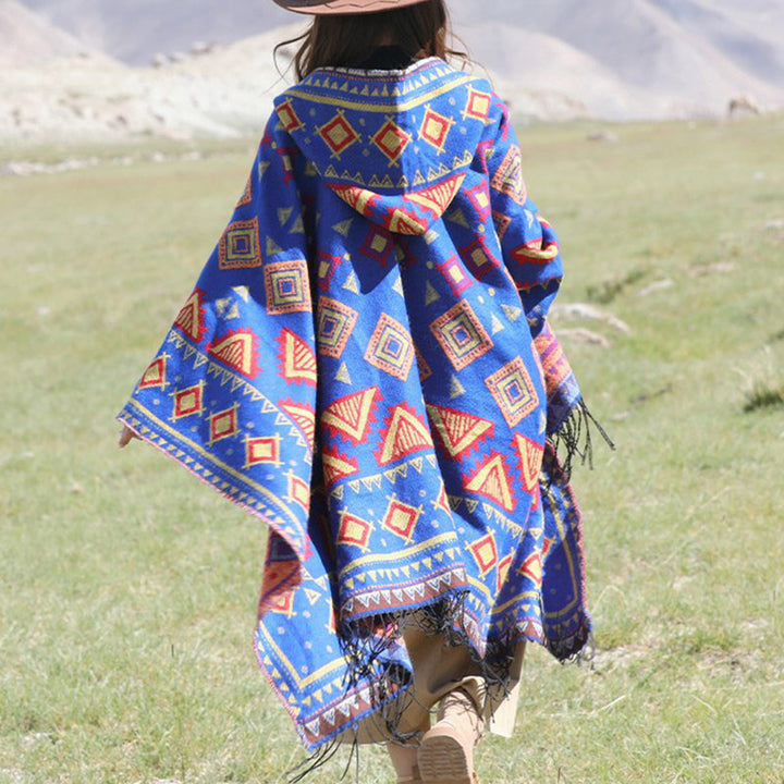 Buddha Stones tibetano con motivo a triangolo, con cappuccio, invernale, comodo, da viaggio - image 2