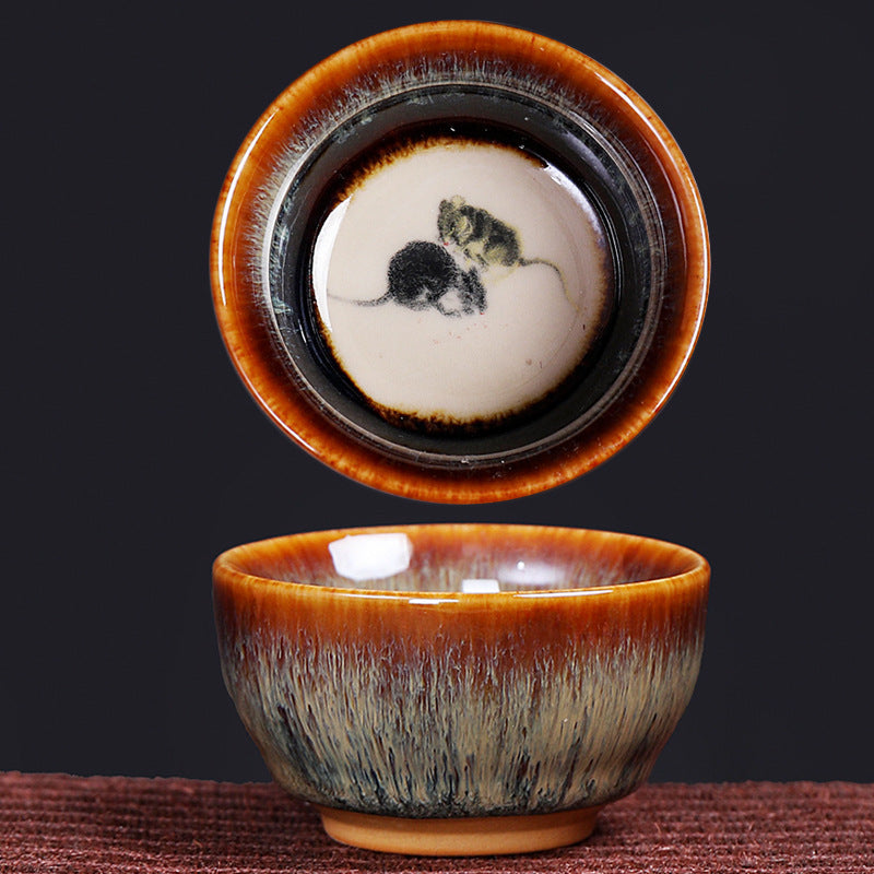 Buddha Stones 12 Zodiaco cinese Modello Tazza da tè in ceramica Kung Fu Jian Cinese Zhan Tazza da tè 73ml