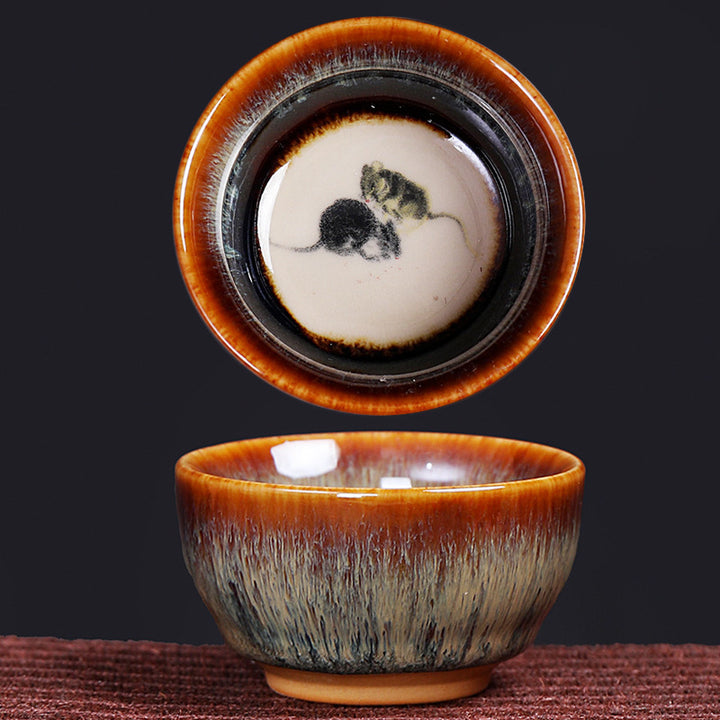 Buddha Stones 12 Zodiaco cinese Modello Tazza da tè in ceramica Kung Fu Jian Cinese Zhan Tazza da tè 73ml
