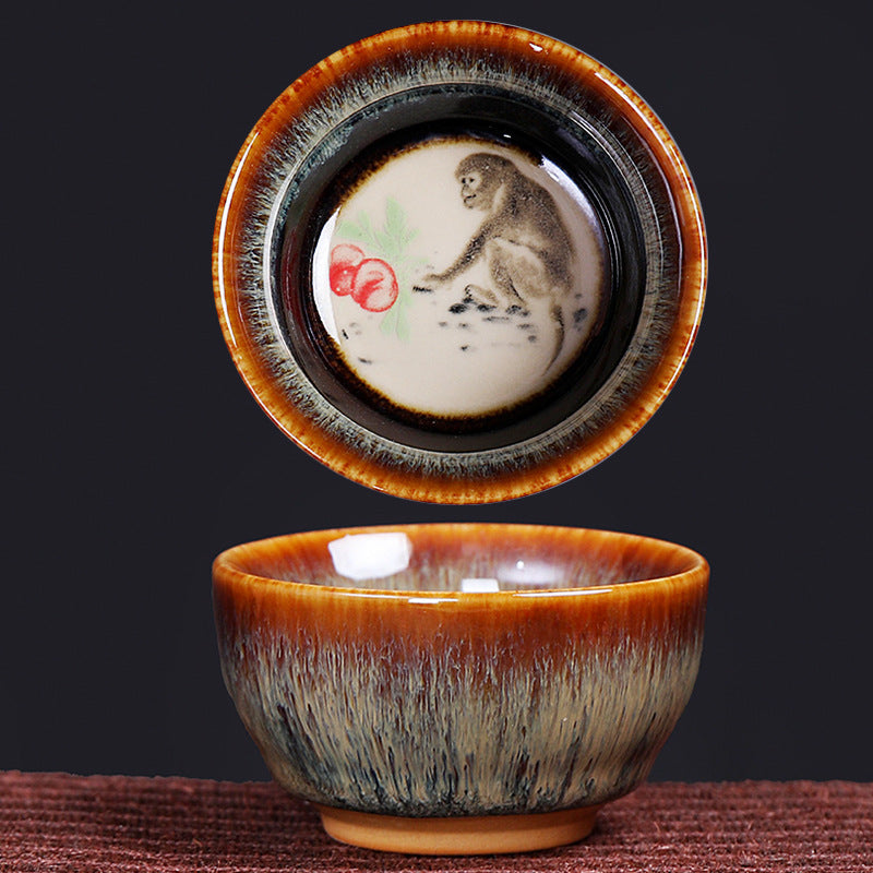 Buddha Stones 12 Zodiaco cinese Modello Tazza da tè in ceramica Kung Fu Jian Cinese Zhan Tazza da tè 73ml