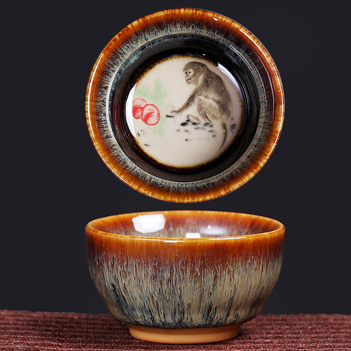 Buddha Stones 12 Zodiaco cinese Modello Tazza da tè in ceramica Kung Fu Jian Cinese Zhan Tazza da tè 73ml