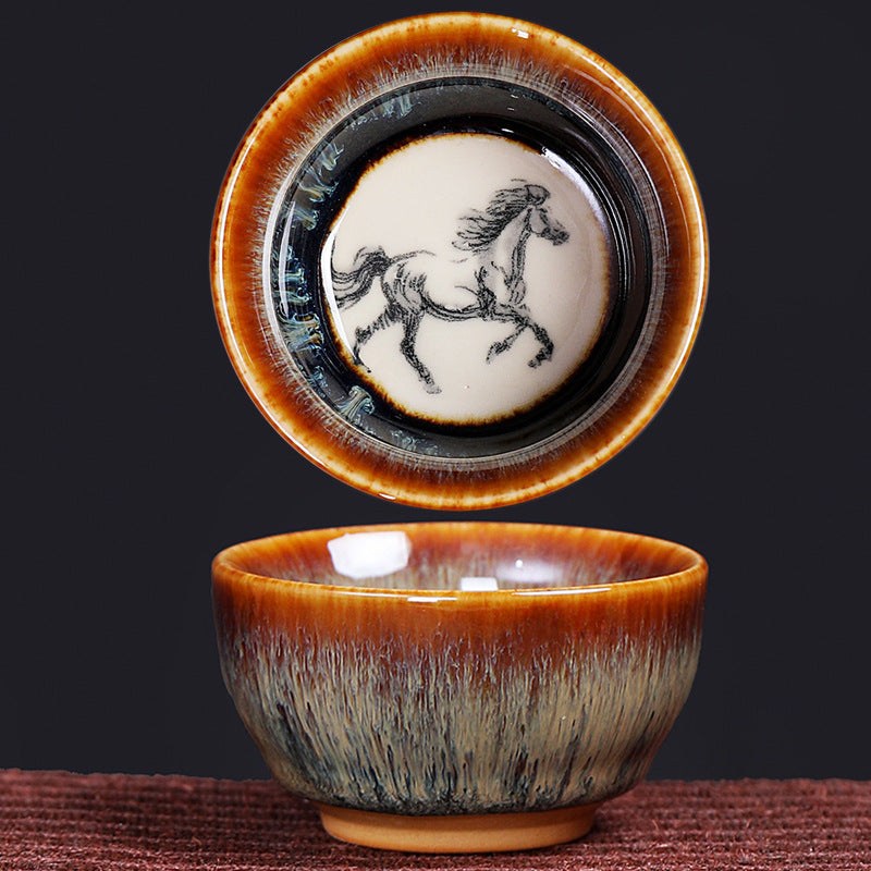 Buddha Stones 12 Zodiaco cinese Modello Tazza da tè in ceramica Kung Fu Jian Cinese Zhan Tazza da tè 73ml