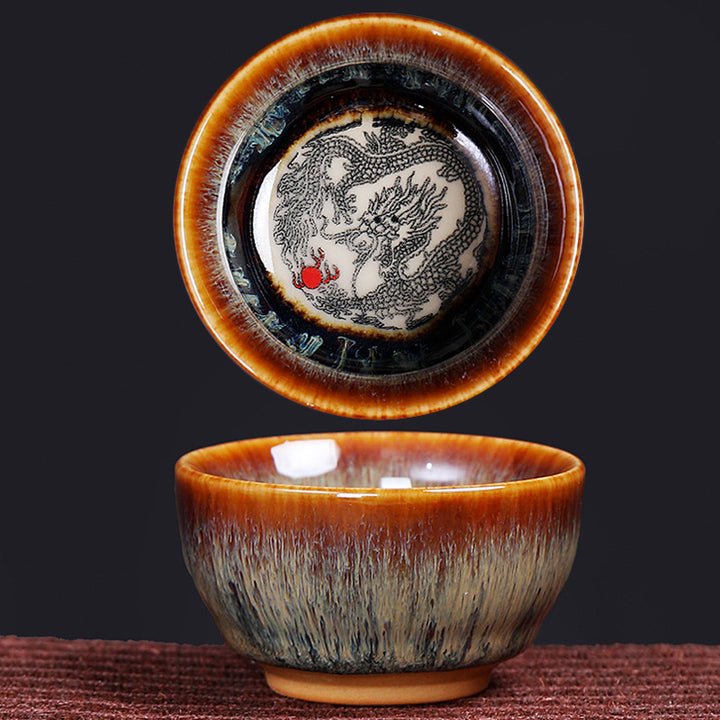 Buddha Stones 12 Zodiaco cinese Modello Tazza da tè in ceramica Kung Fu Jian Cinese Zhan Tazza da tè 73ml