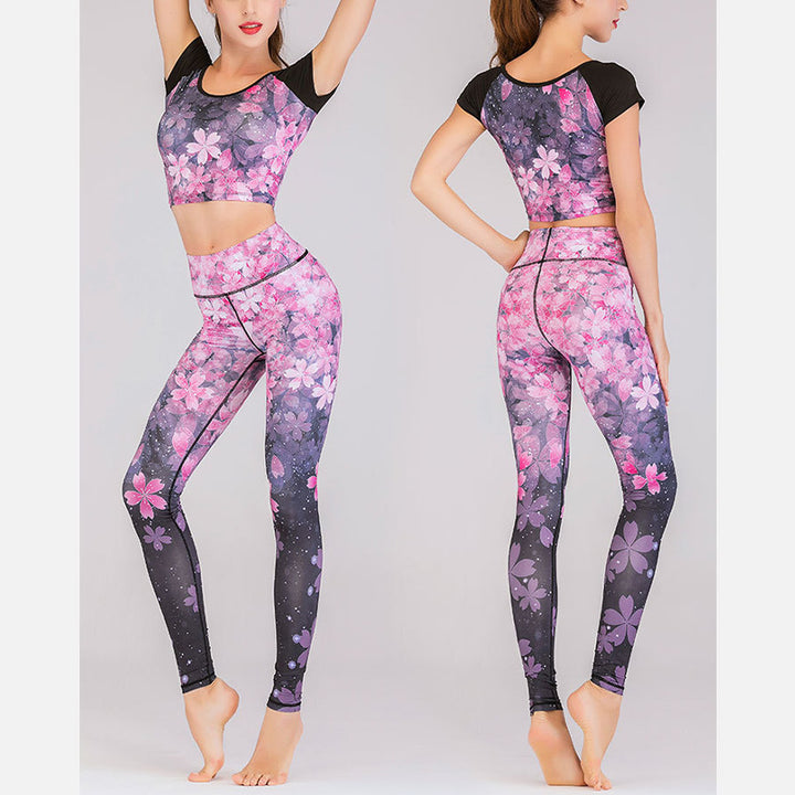 Buddha Stones 2 pezzi Lotus Phoenix fiori primaverili pavone stampa top pantaloni sport fitness yoga donne yoga set - image 16