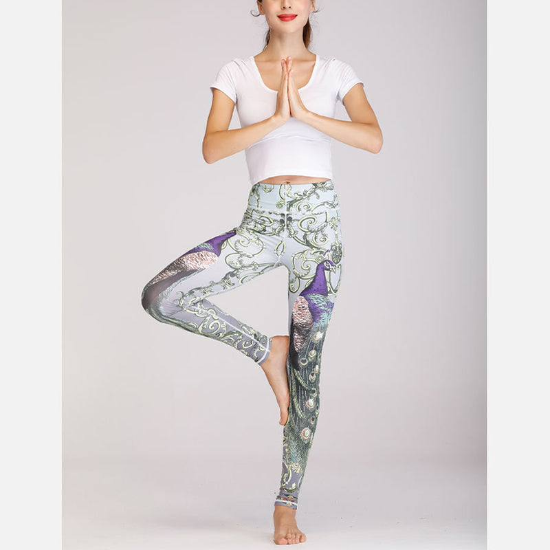 Buddha Stones 2 pezzi Lotus Phoenix fiori primaverili pavone stampa top pantaloni sport fitness yoga donne yoga set - image 19
