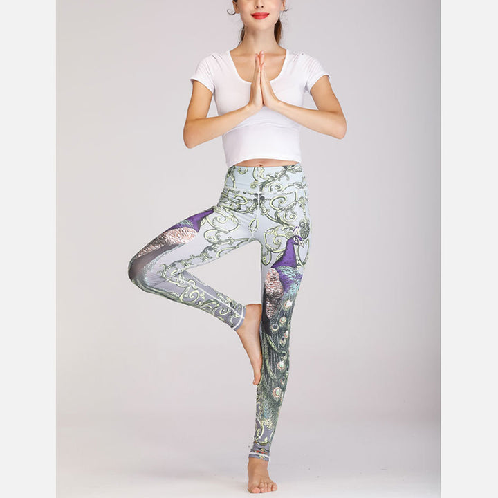 Buddha Stones 2 pezzi Lotus Phoenix fiori primaverili pavone stampa top pantaloni sport fitness yoga donne yoga set - image 19