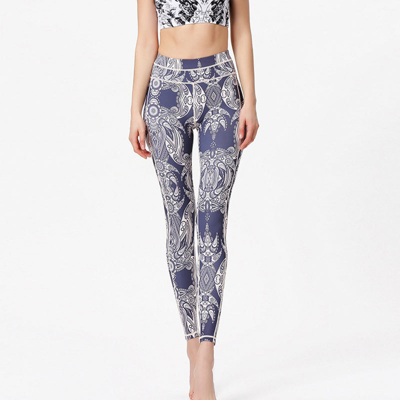 Pantaloni da yoga sportivi da donna con stampa di fiori Buddha Stones e pietre - image 3