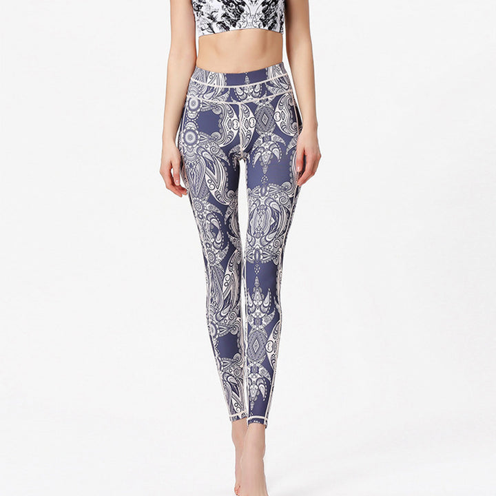 Pantaloni da yoga sportivi da donna con stampa di fiori Buddha Stones e pietre - image 3