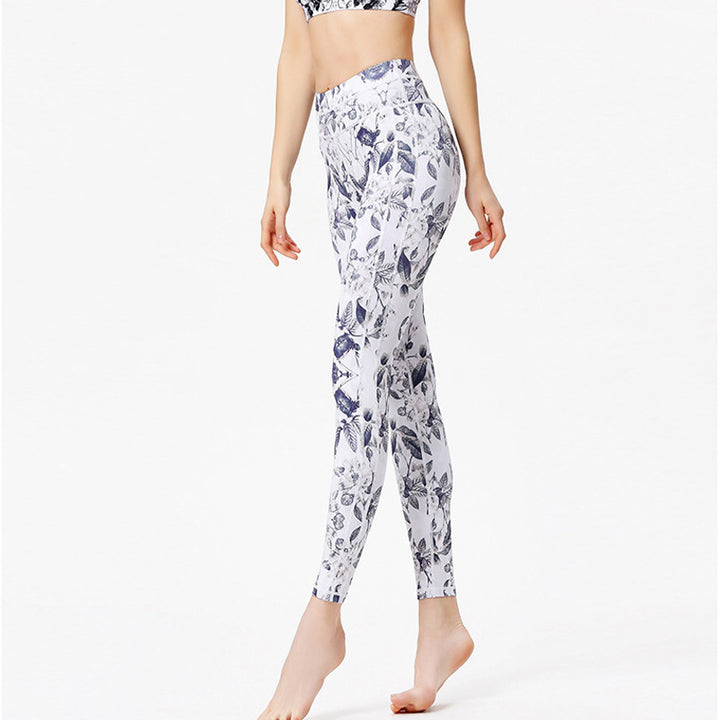 Pantaloni da yoga sportivi da donna con stampa di fiori Buddha Stones e pietre - image 6