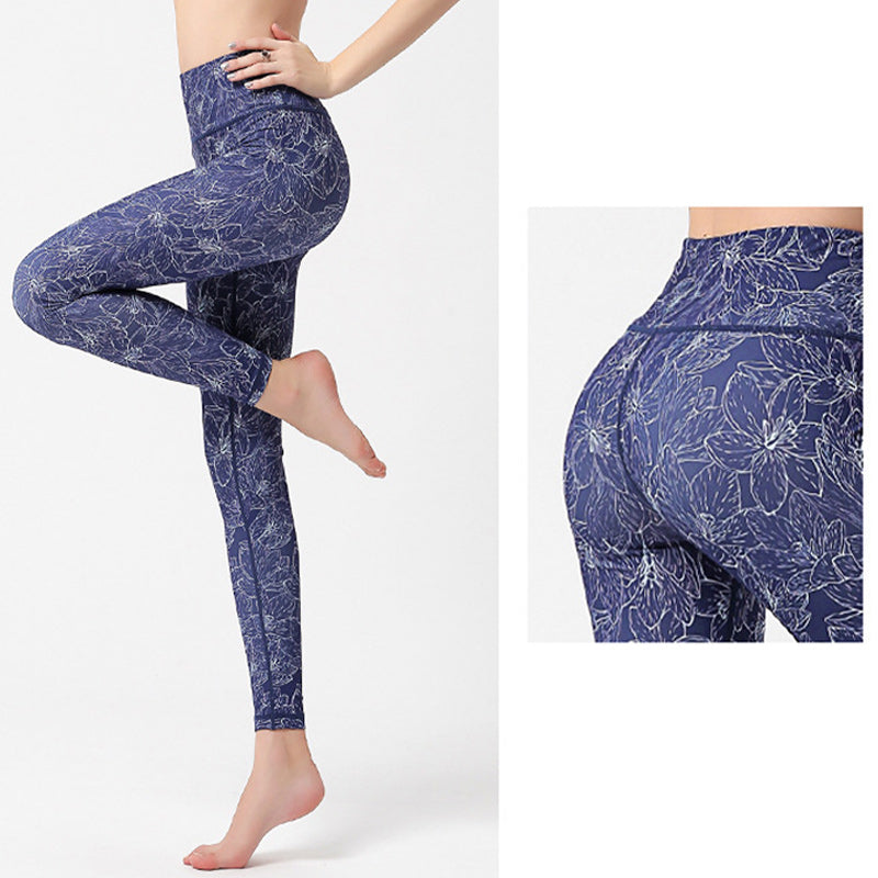 Pantaloni sportivi da yoga con stampa Buddha Stones Flowers Leaves Birds Fitness Leggings da yoga da donna - image 18