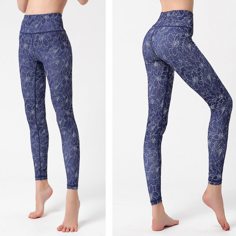 Pantaloni sportivi da yoga con stampa Buddha Stones Flowers Leaves Birds Fitness Leggings da yoga da donna - image 17