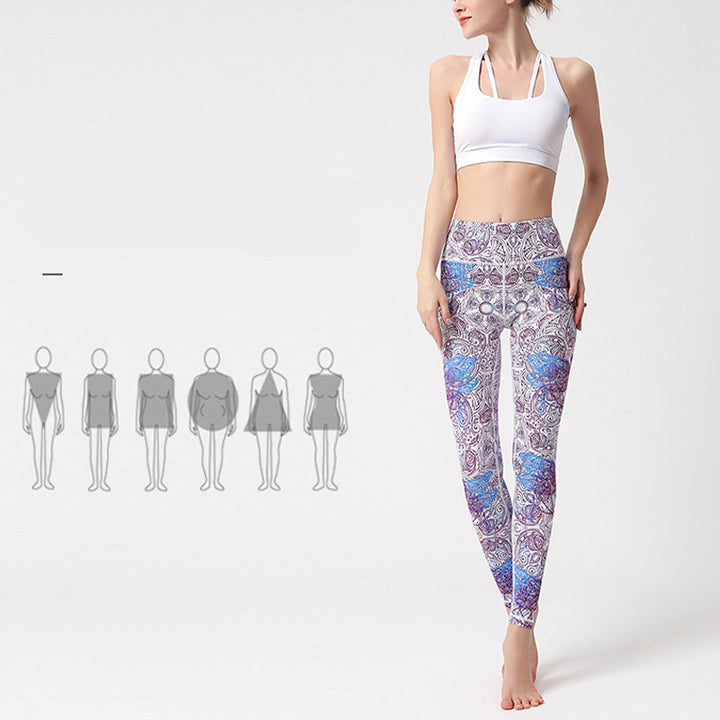 Pantaloni sportivi da yoga con stampa Buddha Stones Flowers Leaves Birds Fitness Leggings da yoga da donna - image 4