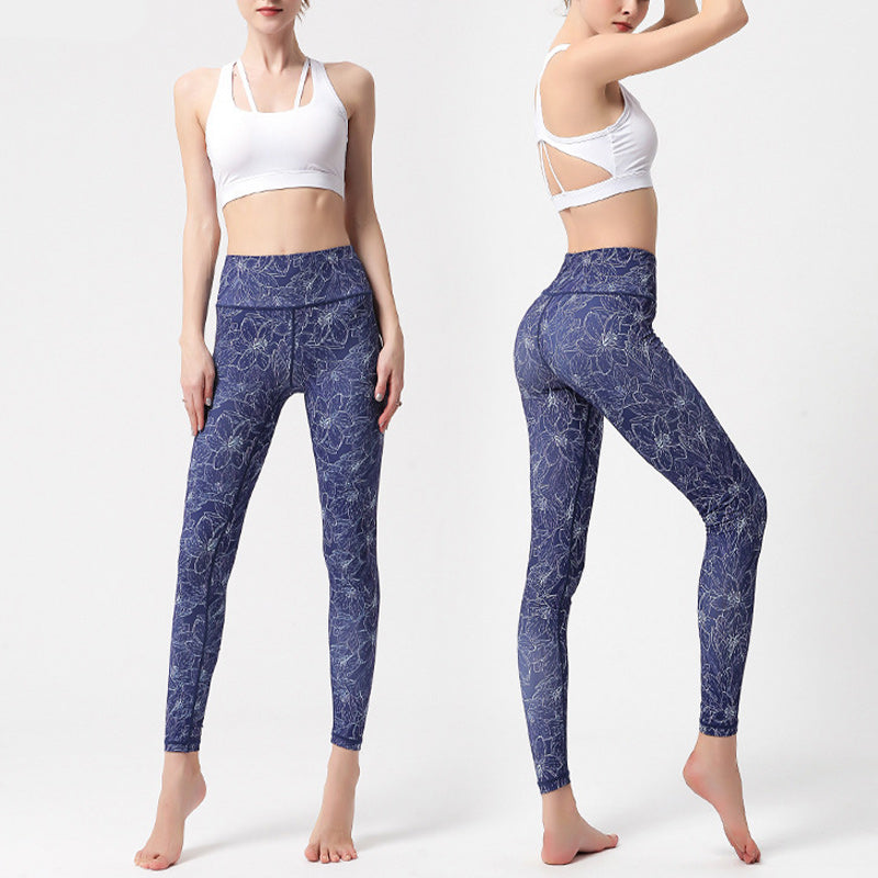 Pantaloni sportivi da yoga con stampa Buddha Stones Flowers Leaves Birds Fitness Leggings da yoga da donna - image 16