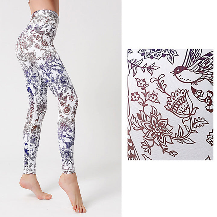 Pantaloni sportivi da yoga con stampa Buddha Stones Flowers Leaves Birds Fitness Leggings da yoga da donna - image 22
