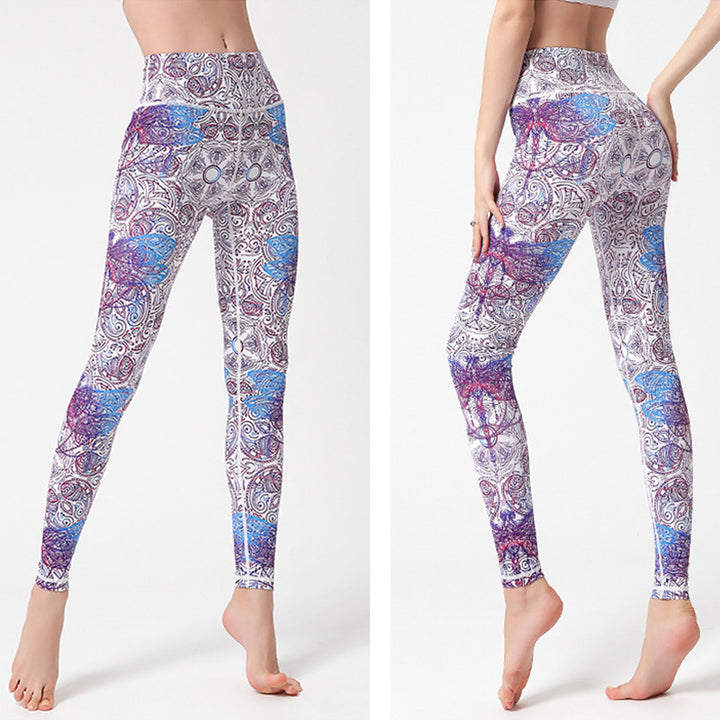 Pantaloni sportivi da yoga con stampa Buddha Stones Flowers Leaves Birds Fitness Leggings da yoga da donna - image 3