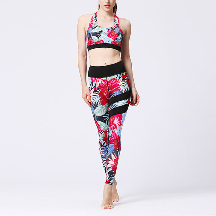 Buddha Stones 2 pezzi Girasole Fiori Foglie Stampa Top Pantaloni Sport Fitness Yoga Yoga Set da donna - Fiore rosso - US8-10, UK/AU12-14, EU40-42 (XL)  - image 38