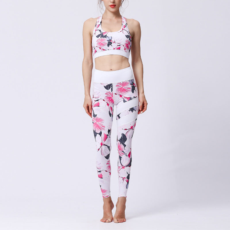 Buddha Stones 2 pezzi Girasole Fiori Foglie Stampa Top Pantaloni Sport Fitness Yoga Yoga Set da donna - Petalo rosa - US8-10, UK/AU12-14, EU40-42 (XL)  - image 44