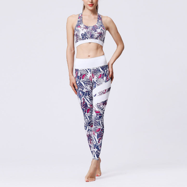 Buddha Stones 2 pezzi Girasole Fiori Foglie Stampa Top Pantaloni Sport Fitness Yoga Yoga Set da donna - Fiore viola bianco - US8-10, UK/AU12-14, EU40-42 (XL)  - image 49