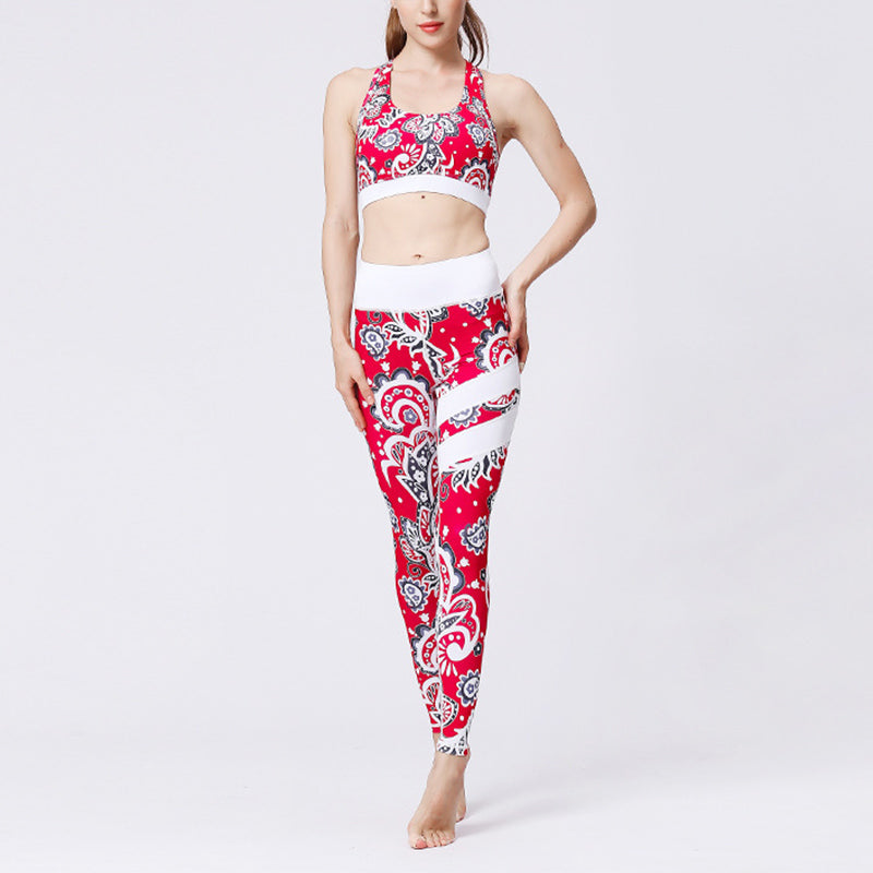 Buddha Stones 2 pezzi Girasole Fiori Foglie Stampa Top Pantaloni Sport Fitness Yoga Yoga Set da donna - image 1