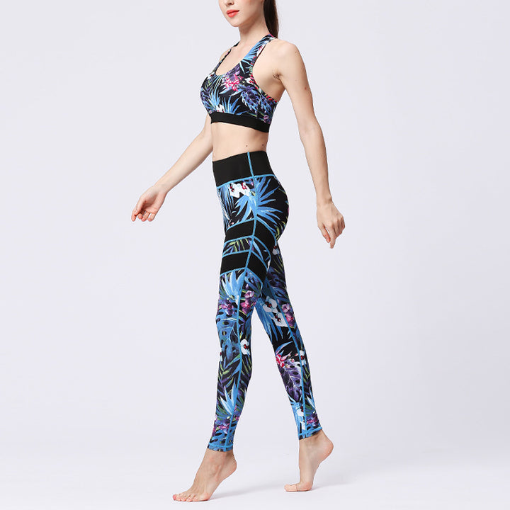 Buddha Stones 2 pezzi Girasole Fiori Foglie Stampa Top Pantaloni Sport Fitness Yoga Yoga Set da donna - image 34