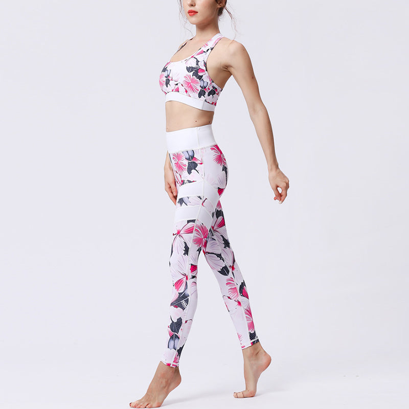 Buddha Stones 2 pezzi Girasole Fiori Foglie Stampa Top Pantaloni Sport Fitness Yoga Yoga Set da donna - image 47