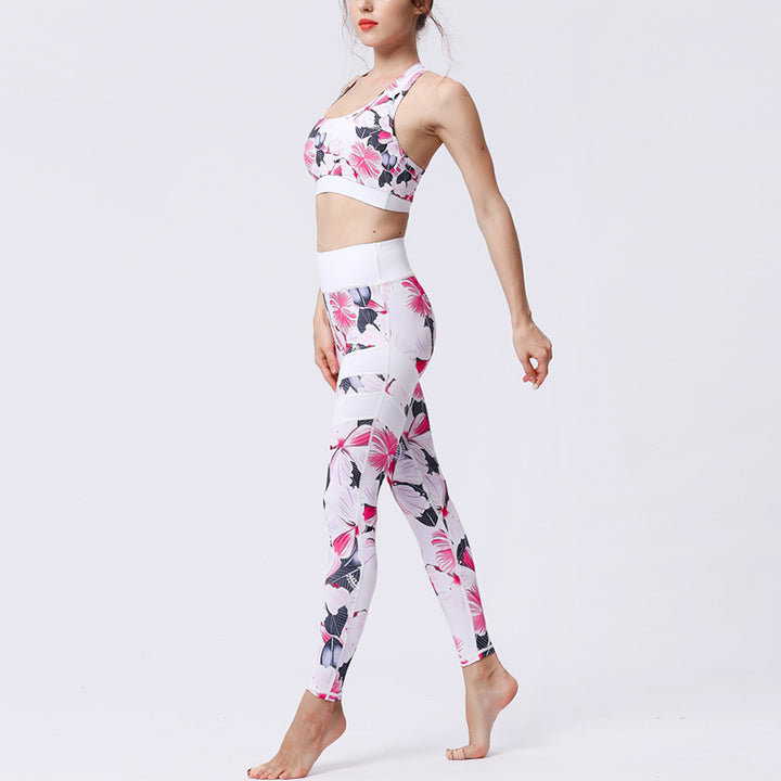 Buddha Stones 2 pezzi Girasole Fiori Foglie Stampa Top Pantaloni Sport Fitness Yoga Yoga Set da donna - image 47