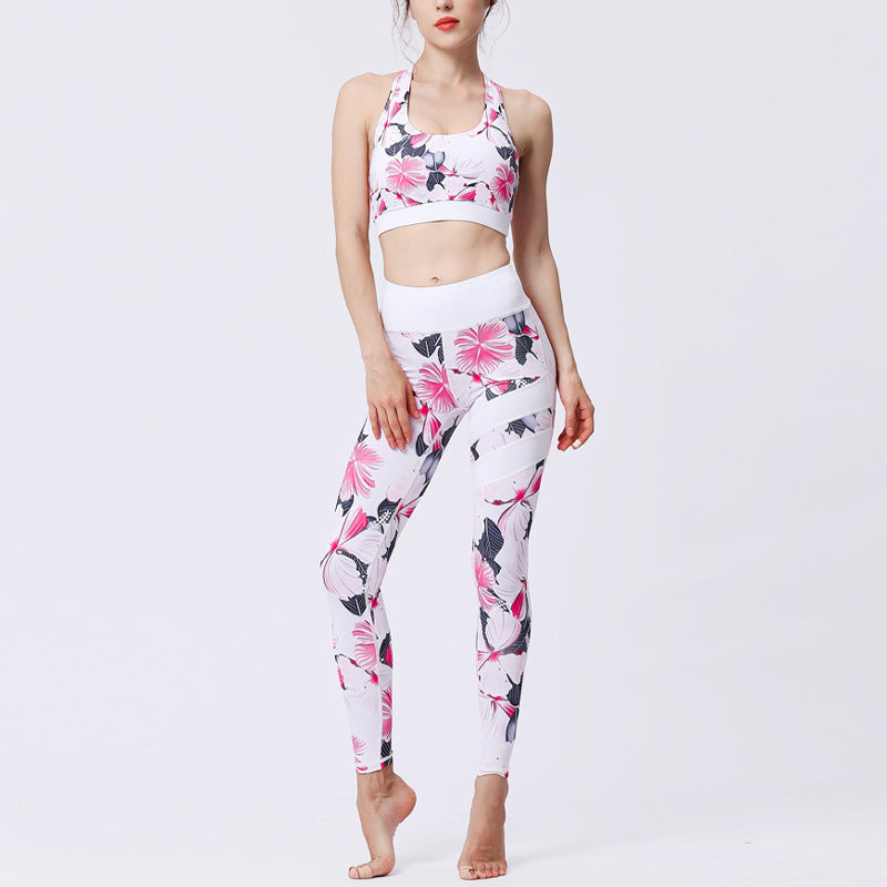 Buddha Stones 2 pezzi Girasole Fiori Foglie Stampa Top Pantaloni Sport Fitness Yoga Yoga Set da donna - image 46