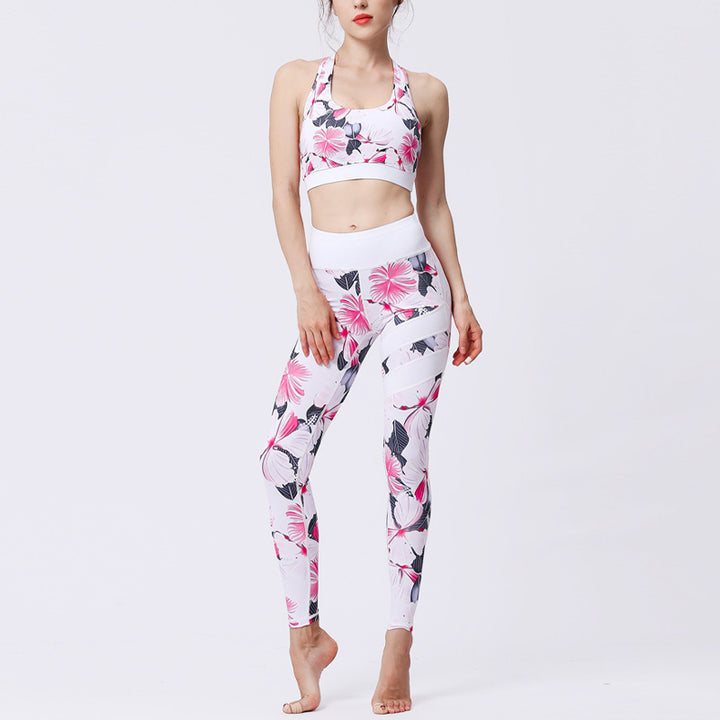 Buddha Stones 2 pezzi Girasole Fiori Foglie Stampa Top Pantaloni Sport Fitness Yoga Yoga Set da donna - image 46