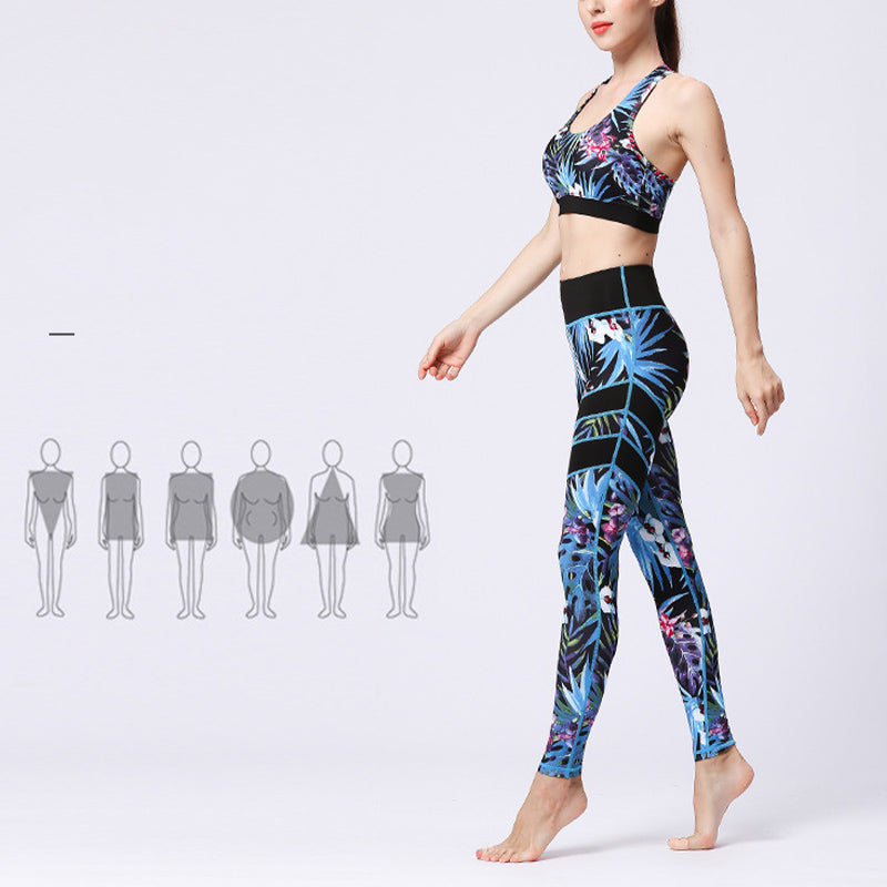 Buddha Stones 2 pezzi Girasole Fiori Foglie Stampa Top Pantaloni Sport Fitness Yoga Yoga Set da donna - image 37