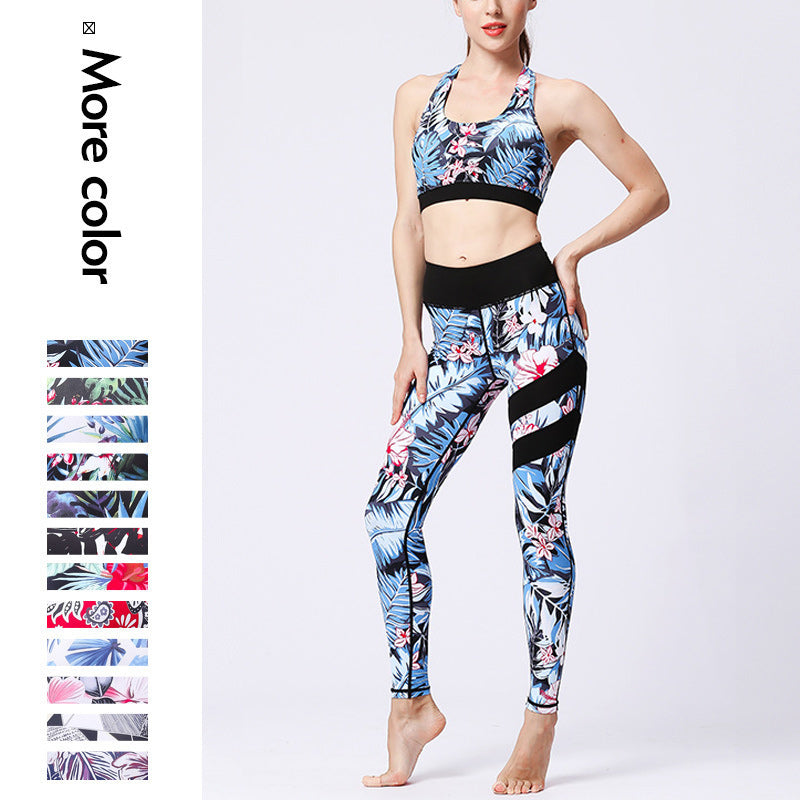 Buddha Stones 2 pezzi Girasole Fiori Foglie Stampa Top Pantaloni Sport Fitness Yoga Yoga Set da donna - image 25