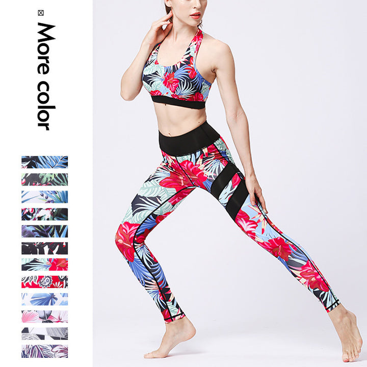 Buddha Stones 2 pezzi Girasole Fiori Foglie Stampa Top Pantaloni Sport Fitness Yoga Yoga Set da donna - image 43